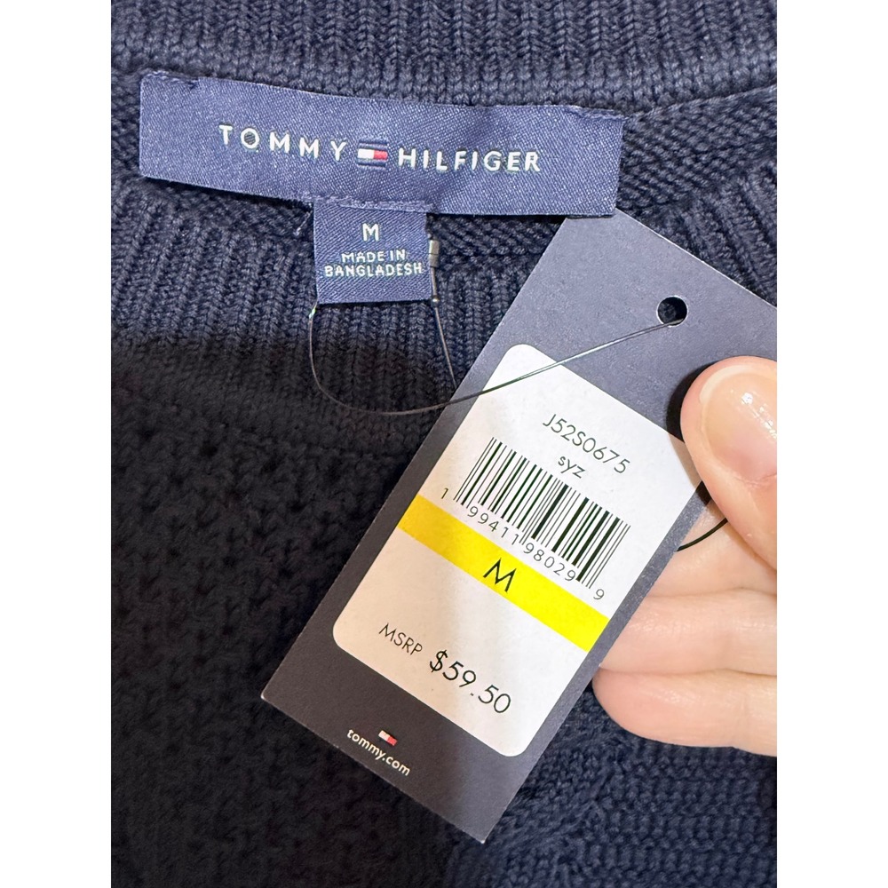Tommy Hilfiger Navy Cable Knit Halter Sweater Tank Top J52S0675 Womens M NWT - Picture 2 of 7